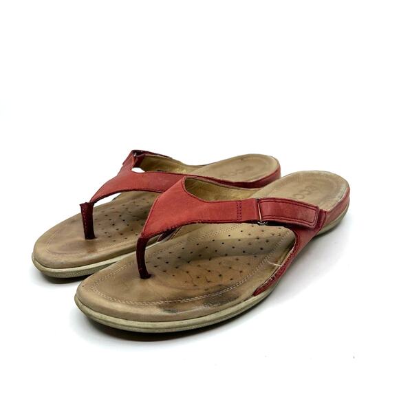 ECCO Red Adjustable Thong Sandals Women's 8.5 US - Picture 1 of 9